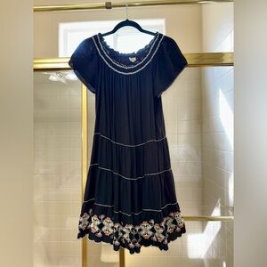 Max Studio Black Dress with White Embroidery